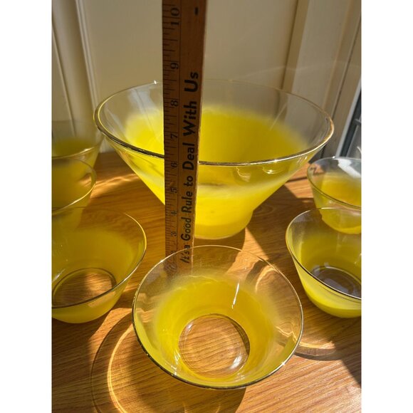 Blendo yellow gold rimmed large salad bowl set MCM - Picture 3 of 10